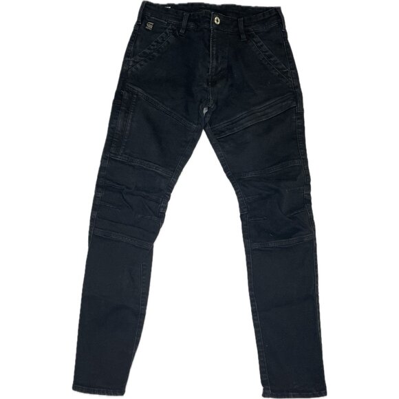 G Star Raw Rackam 3D Skinny Jeans Mens Black Stretch Biker Moto 29x27 - Picture 2 of 7